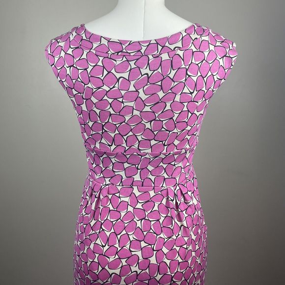 Diane Von Frustenberg DVF 100% Silk Taran Dress Cap Sleeve Pink Pattern Size 4 - Picture 6 of 11
